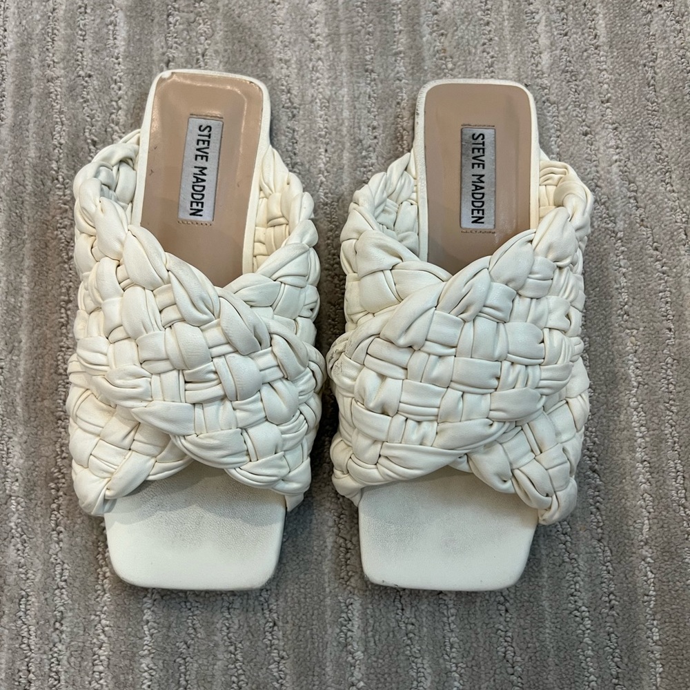 Steve Madden White Braided Sandals